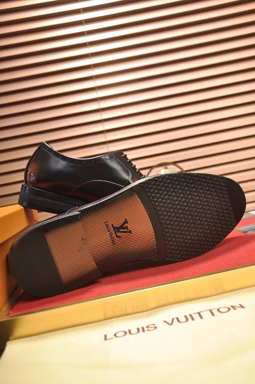 Men's shoes💰460💶【LOUIS VUITTON】(sheepskin lining) new cowhide LV formal shoes🎩🎩❗️🆘made one to one at the counter🎩original quality, imported cowhide upper➕full sheepskin lining➕original rubber outsole, {high quality visible}👣Size: 38-45 (45 custom-made)